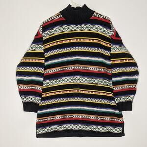 CW Clifford &Wills Vintage 90's Mock Neck Sweater Horizontal Striped 100% Cotton